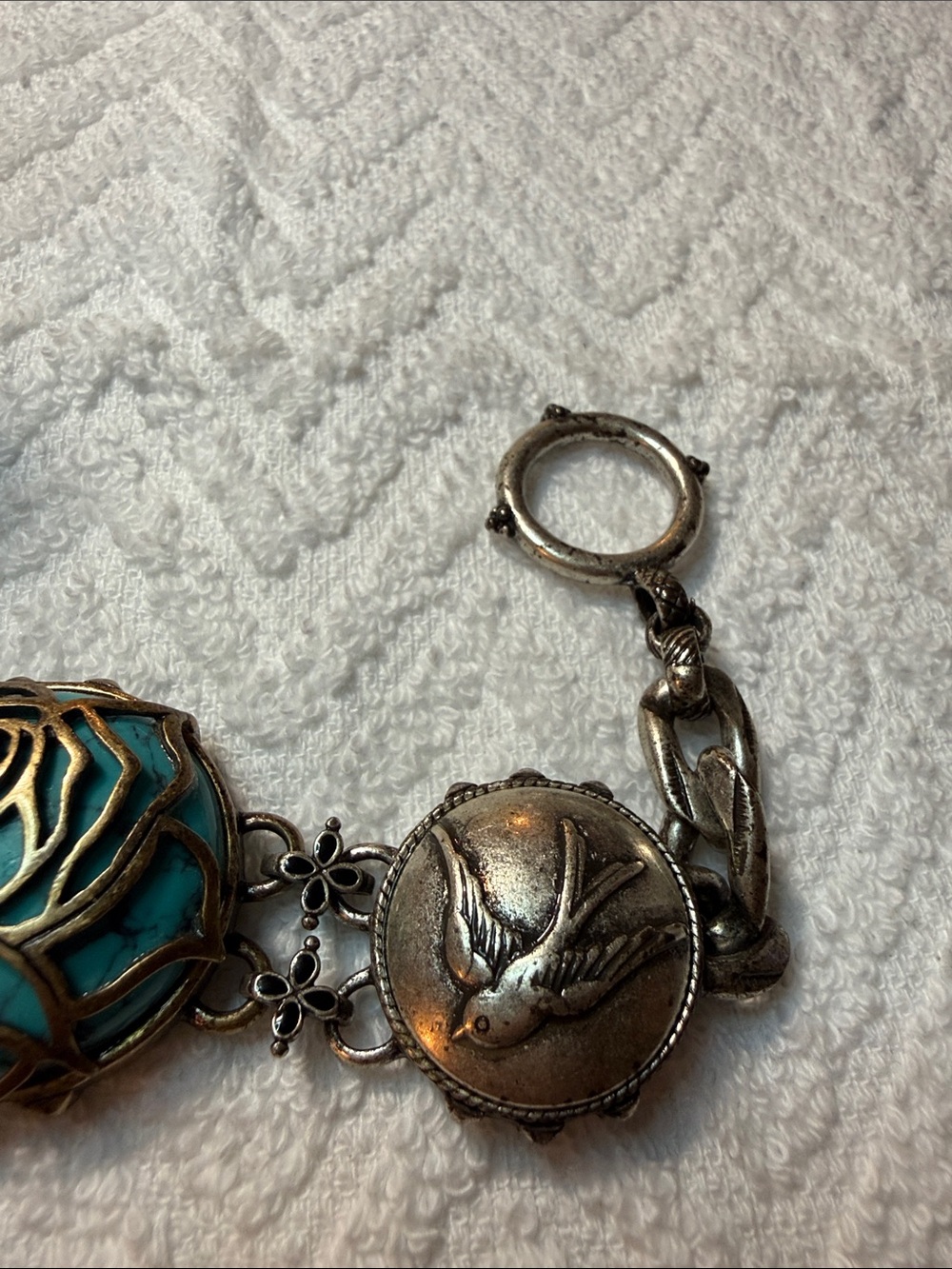 Lucky Brand Turquoise Rose Silver-Tone Toggle Bracelet - Picture 5 of 16